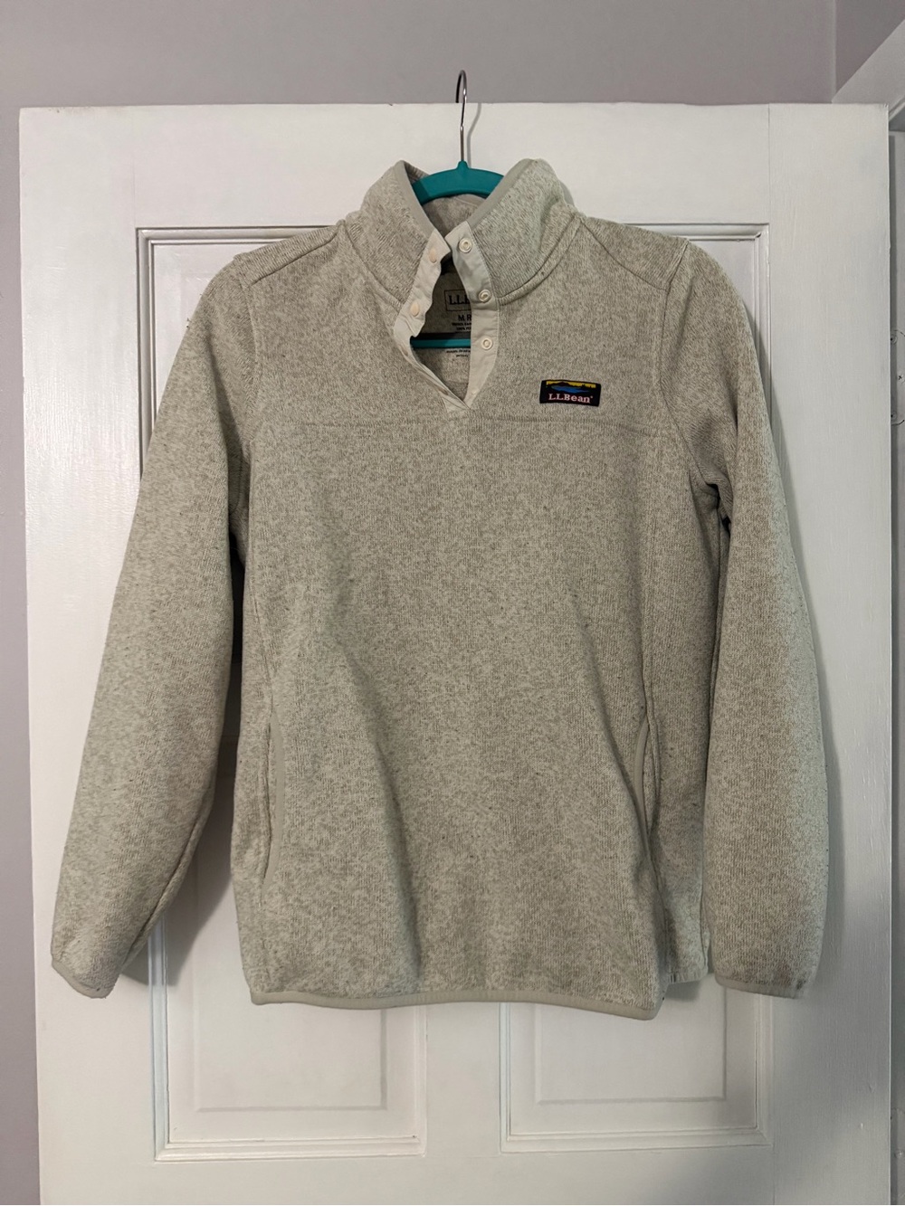 L.L. Bean Women's Neutral / Cream Pullover Fleece Snap-Front Sweatshirt